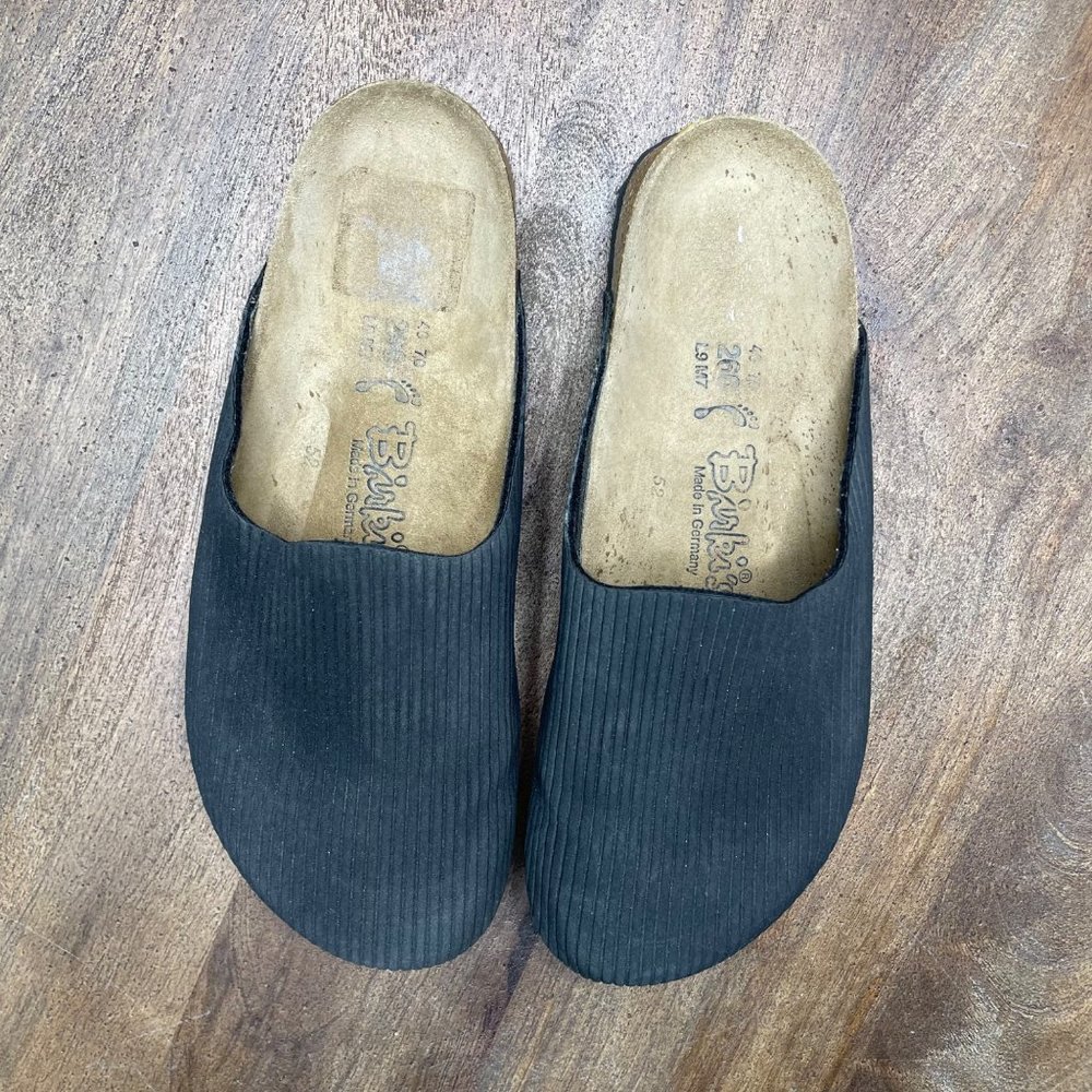 Birkenstock Birki's Amsterdam Black Ribbed Mule Clog Size 9 Slip On Shoe